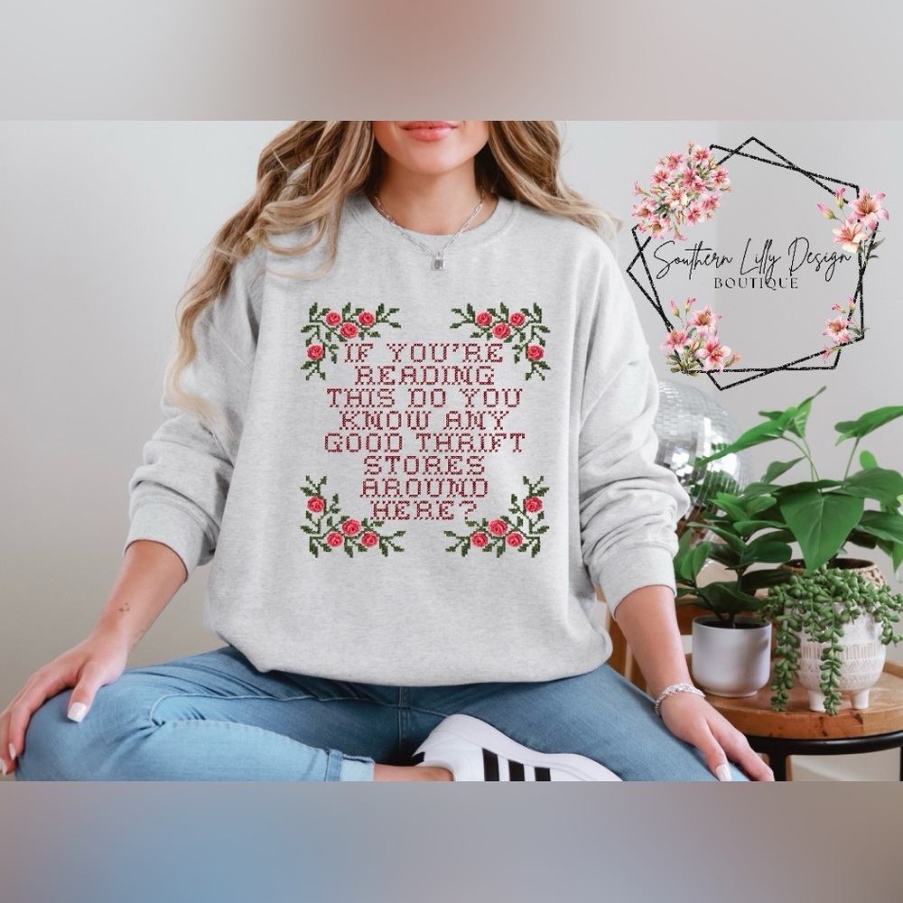 Good Thrift Stores Cross-stitch Crewneck Sweatshirt
